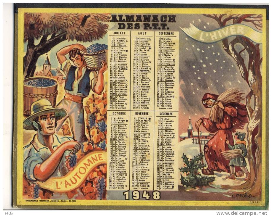 ALMANACH  DES POSTES ET DES TELEGRAPHES(   1948) - Big : 1941-60