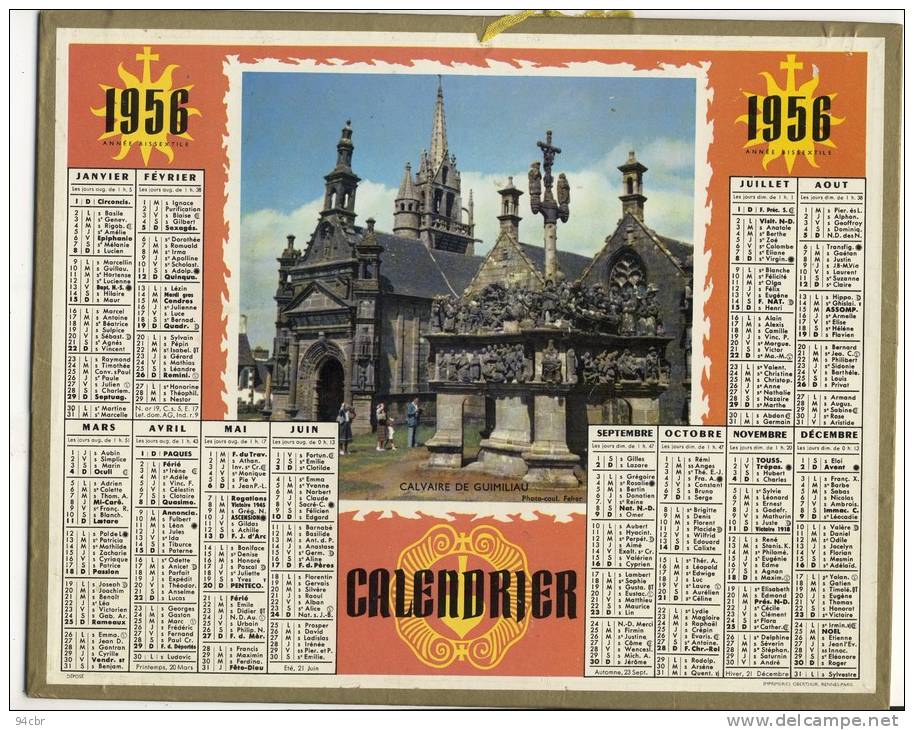 ALMANACH  DES POSTES ET DES TELEGRAPHES(   1956)  Calvaire De Guimiliau - Grand Format : 1941-60