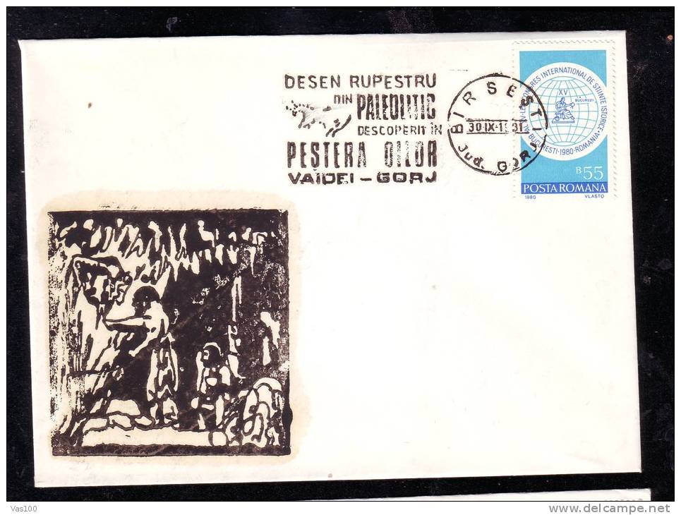 CAVE GROTE DRAWING,SPECIAL COVER RARE OBITERATION CAVE BIRSESTI 1981 ROMANIA - Préhistoire