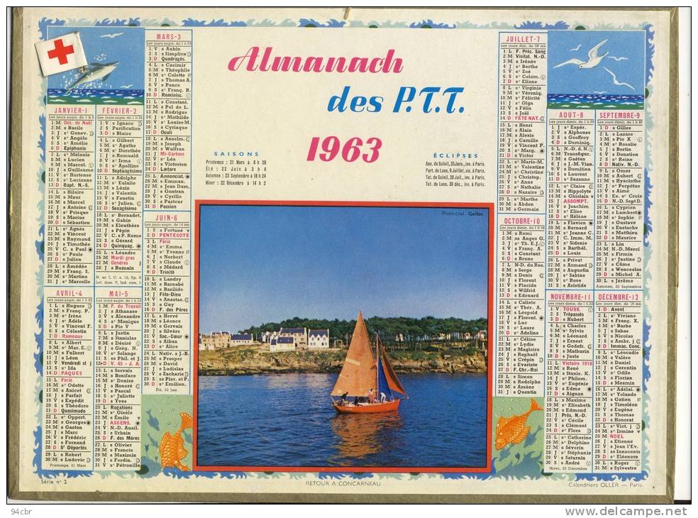 ALMANACH  DES POSTES ET DES TELEGRAPHES(   1963)   Retour A Concarneau - Grossformat : 1961-70