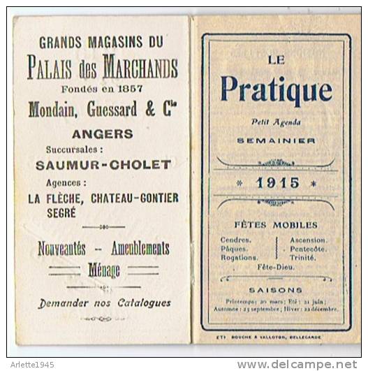 LE PRATIQUE Petit Agenda SEMAINIER MAGASINS PALAIS Des MARCHANDS 1915 - Petit Format : 1901-20