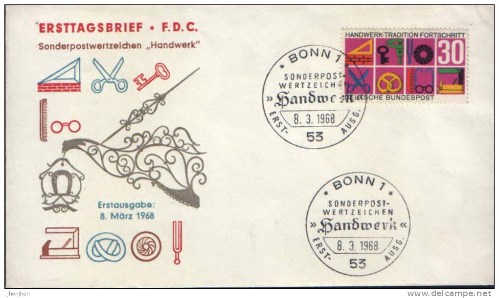 Germany-Envelope Occasionally 1968-Masonic Signs;signes Maçonniques;Freimaurer Zeichen - Freemasonry