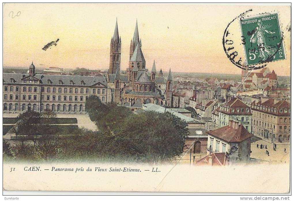 CALVADOS 14.CAEN  LOT DE 2 CARTES PANORAMA PRIS DU VIEUX SAINT ETIENNE ET  DU CLOCHER SAINT PIERRE - Caen