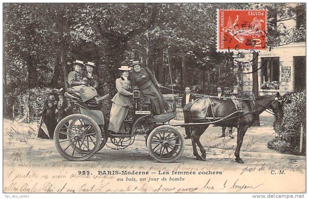 Paris Moderne - Les Femmes Cocher, Au Bois, Un Jour De Bombe - Ambachten In Parijs