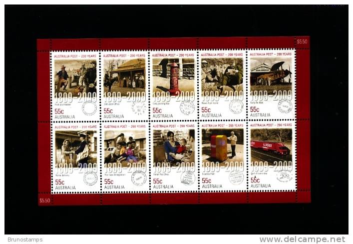 AUSTRALIA - 2009  200 YEARS AUSTRALIA POST  SHEETLET  MINT NH - Blocks & Sheetlets