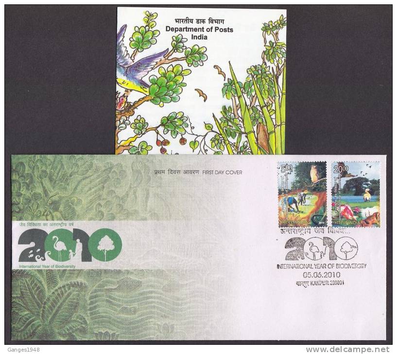 INDIA 2010  Owl  Crane Birds International Year Of Bio - Diversity  2v  FDC #  16514   Indien Inde - Owls