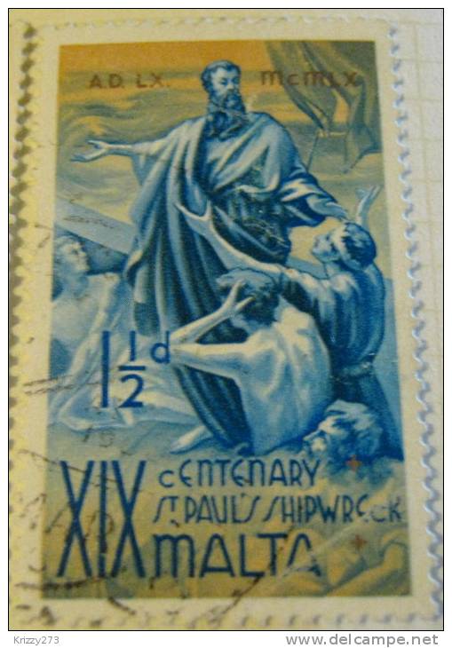 Malta 1960 Shipwreck Of St Paul 1900 Anniversary 1.5d - Used - Malta (...-1964)