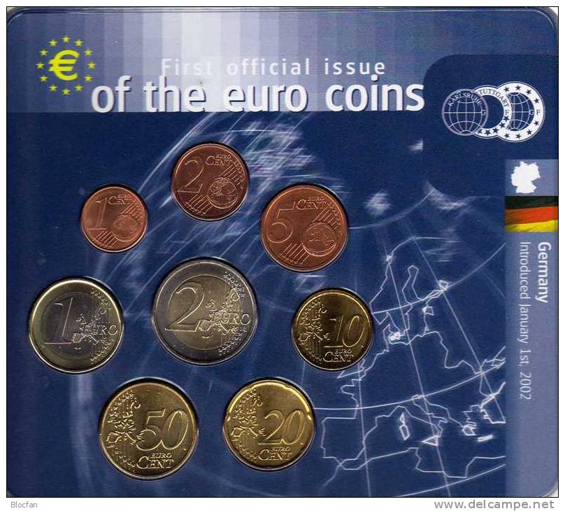 EURO-Einführung Deutschland 2002 Prägeanstalt F Stg 25€ Stempelglanz Der Staatlichen Münze Stuttgart Set Coin Of Germany - Münz- Und Jahressets