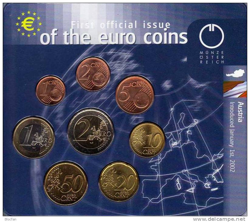 EURO-Einführung Österreich 2002 Stg 25€ Stempelglanz Der Staatlichen Münze Stuttgart Set Coin Of Germany - Austria