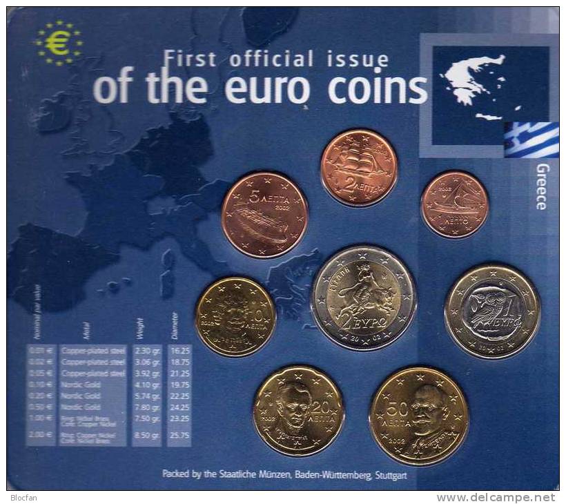 EURO-Einführung Griechenland 2002 Stg 30€ Stempelglanz Der Staatlichen Münze Stuttgart Set Coin Of Germany - Griechenland