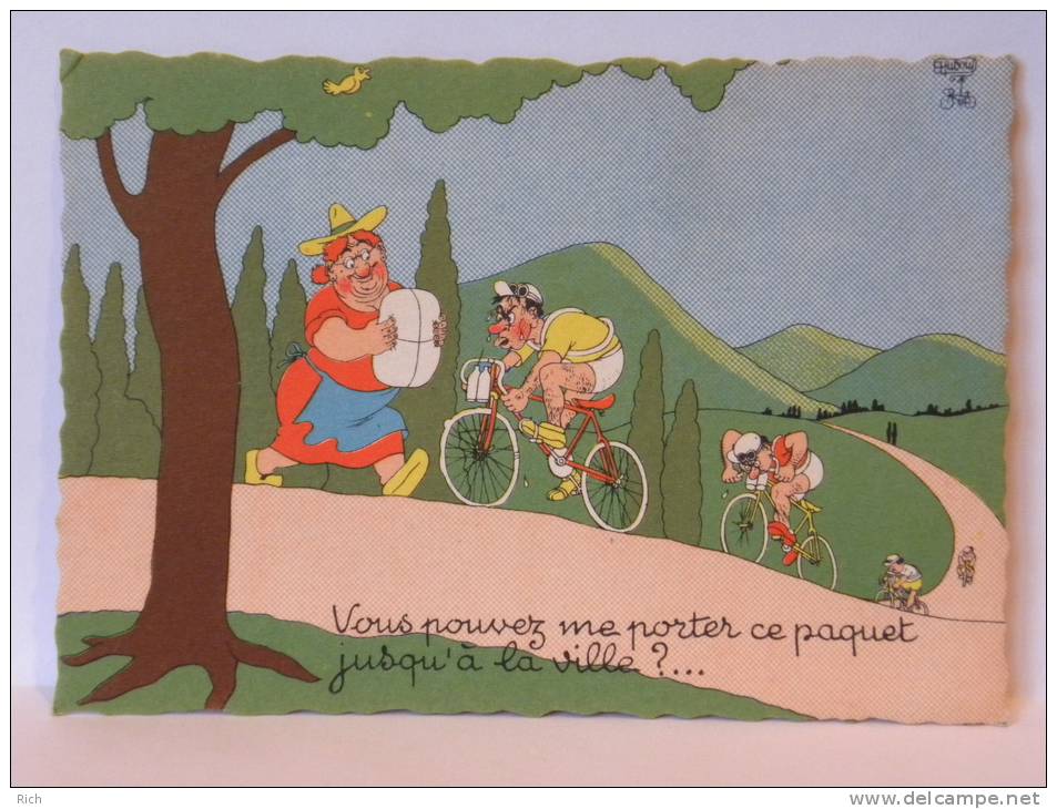 CPA Illustrateur DUBOUT - Vous Pouvez Me Porter Ce Paquet Jusqu'à La Ville ?... Cyclistes Courses -vélos - Humour - Dubout