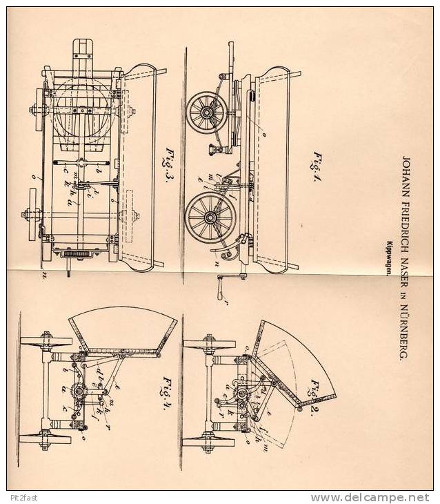 Original Patentschrift - Kippwagen , Kipper , 1902 , J. Naser In Nürnberg !!! - Trucks