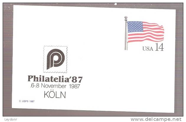 Postal Card - US Flag - Philatelia'87 6-8 November 1987 Koln Germany - 1981-00