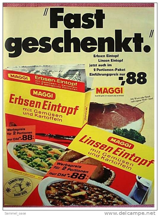 Reklame Werbeanzeige  Maggi Eintopf  - "Fast Geschenkt"  , Von 1969 - Sonstige & Ohne Zuordnung