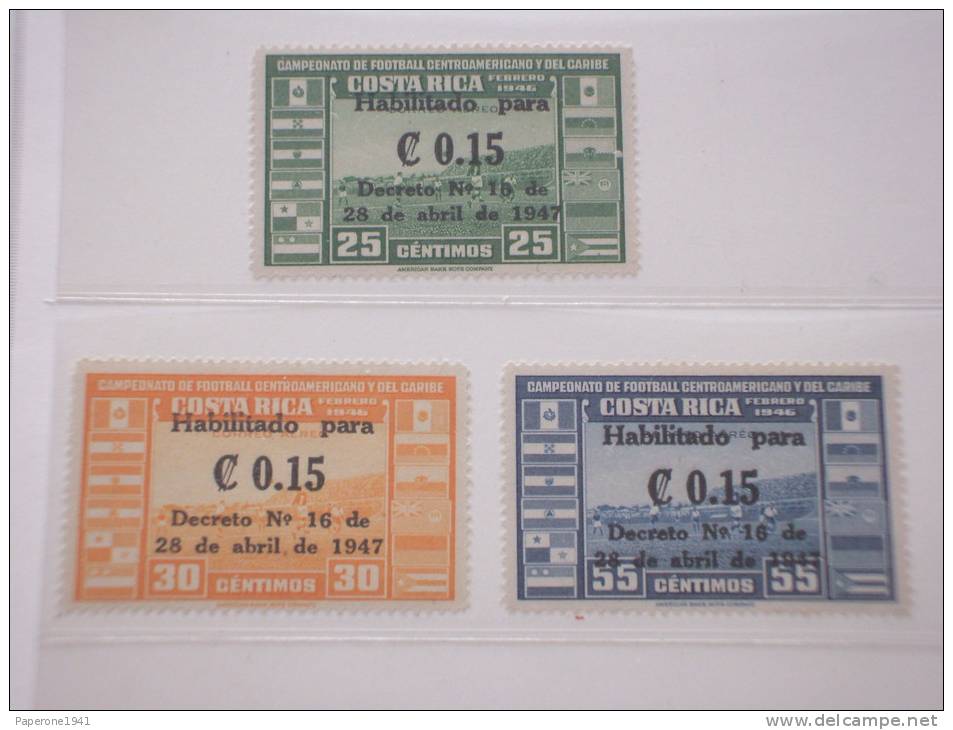 COSTA RICA - P.A. 1947 PITTORICA 3 Valori, SOPRAST. - NUOVI(++)-TEMATICHE - Costa Rica