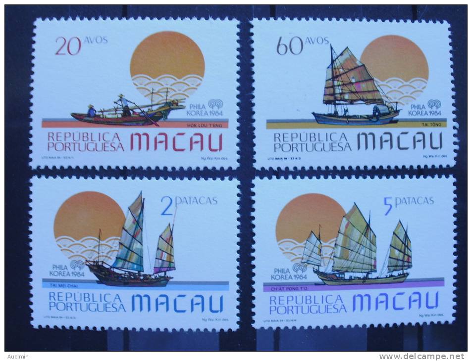 Macau 528/34 ++ Postfrisch MNH, Internationale Briefmarkenausstellung PHILAKOREA ’84, Seoul: Boote - Unused Stamps