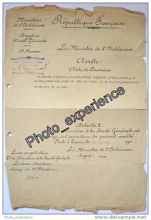 Lot Photo Document Guerre 14-18 Militaire Police WW1 SALONIQUE Grece Orient Greece