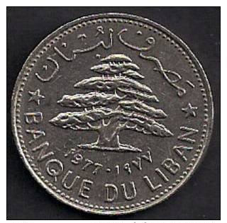 Lebanon, Liban, Coin 1 L.L. Issues 1977, Fin - Libanon