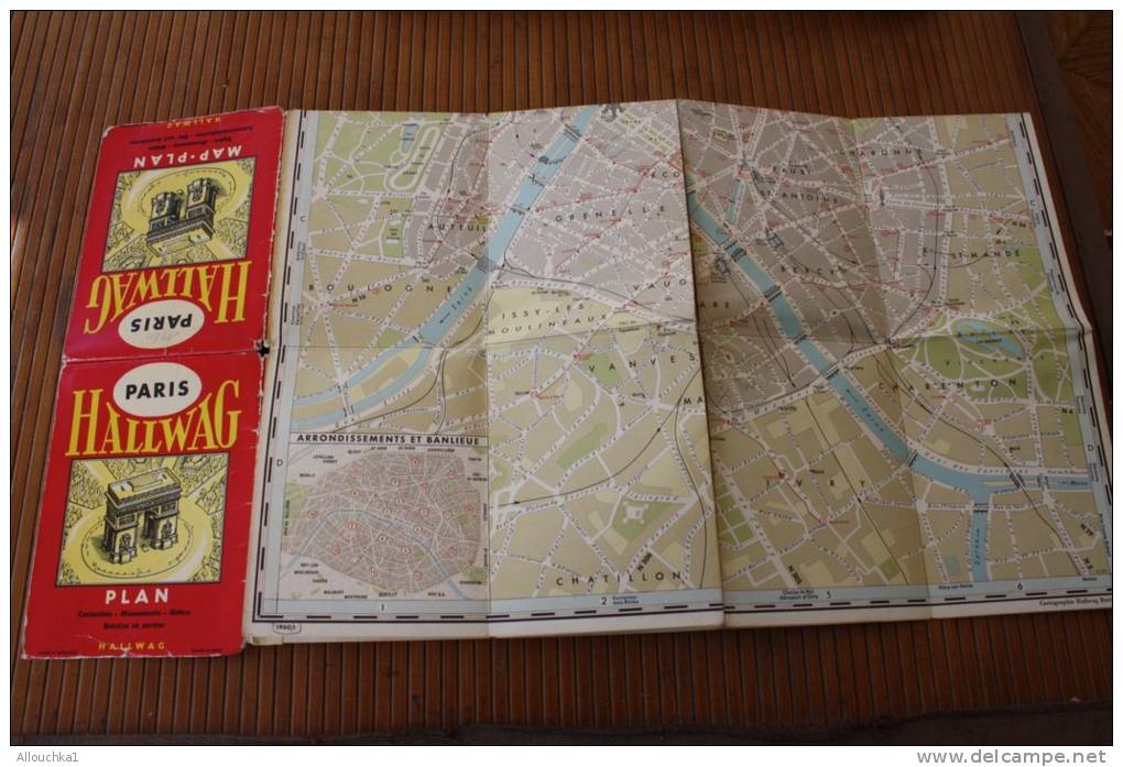 1960 Map Plan Guide Cartes De Paris Sights -monuments-métroHallwag Sehenswurdigkeiten Ein Ausfahrten Paris HALLWAG - Europe