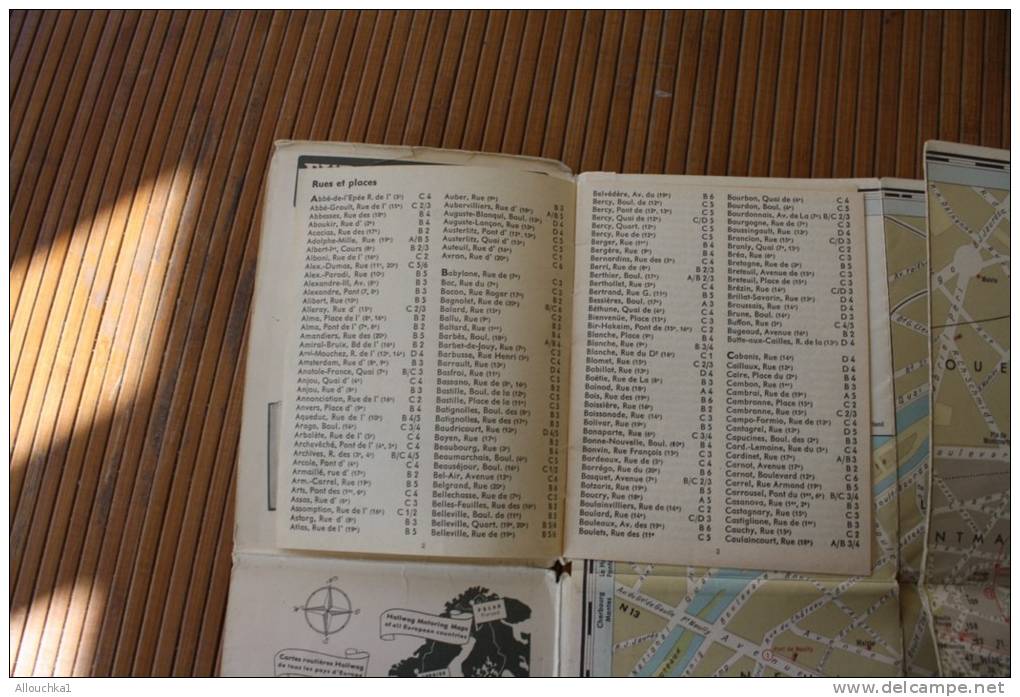 1960 Map Plan Guide Cartes De Paris Sights -monuments-métroHallwag Sehenswurdigkeiten Ein Ausfahrten Paris HALLWAG - Europa