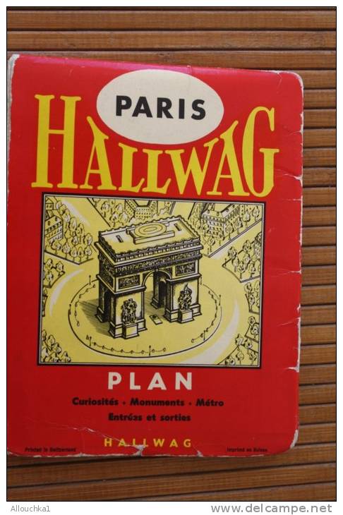 1960 Map plan guide cartes de Paris Sights -monuments-métroHallwag Sehenswurdigkeiten ein ausfahrten Paris HALLWAG