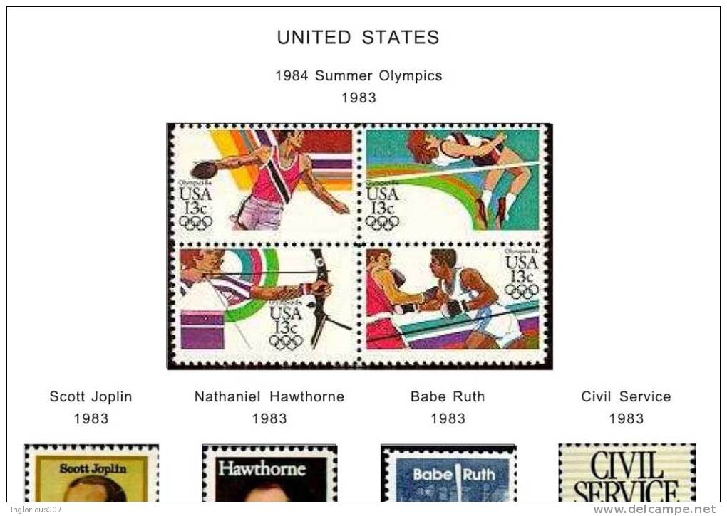 UNITED STATES AMERICA STAMP ALBUM PAGES 1847-2011 (539 Color Illustrated Pages) - English