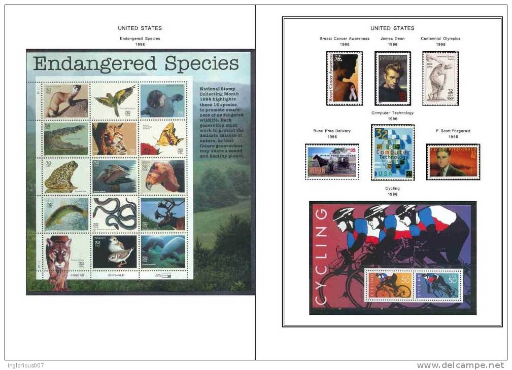 UNITED STATES AMERICA STAMP ALBUM PAGES 1847-2011 (539 color illustrated pages)