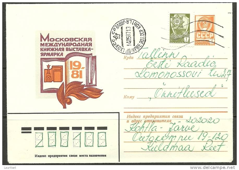 Russia Soviet Union Thematic Cover 1987 Buchausstellung Book Exhibition Moskau, Postally Used In ESTONIA Estland Estonie - Estland