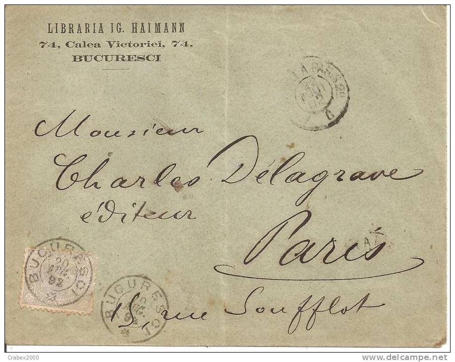 N°Y&T 88 BUCAREST      Vers FRANCE     Le    20 AVRIL1893 - Marcophilie