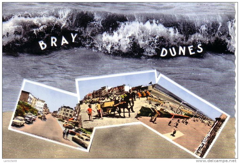 BRAY DUNE ( Voitures Dauphine Traction Attelage Plage Cabine Remblai ) CPSM - Bruay Sur Escaut