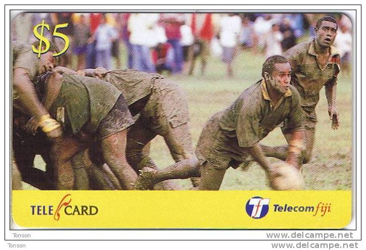 Fiji, FIJ-R-024a, $5,  Naitafiri Rugby, Scrum Half, 2 Scans. - Fiji