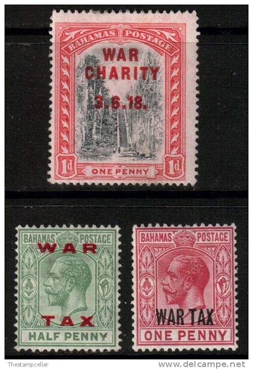 Bahamas SG 97/97 & 101, 1918/1919 War Tax 1/2d & 1d MH* - 1859-1963 Colonia Británica