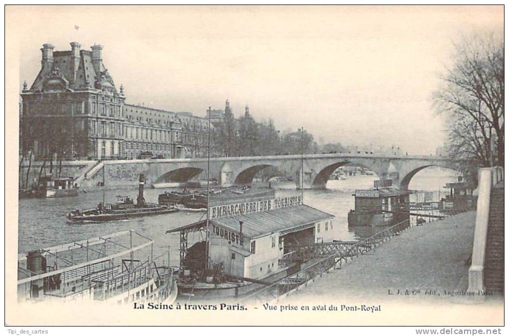 La Seine à Travers Paris - Vue Prise En Aval Du Pont-Royal - The River Seine And Its Banks