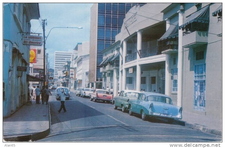 Managua Nicaragua, Roosevelt Avenue Street Scene, Shell Gas Station, Auto, C1950s/60s Vintage Postcard - Nicaragua