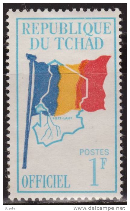 Chad 1966 Scott O1 Sello * Mapa Y Bandera Oficial Michel S1 Yvert S1 Tchad Stamps Timbre Tchad Briefmarke Tschad - Chad (1960-...)