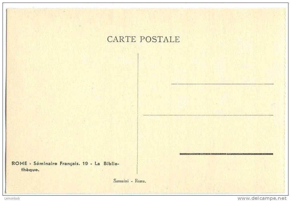 Italy, Roma, Rome, Seminaire Francais, La Bibliotheque, Early 1900s Unused Postcard [11645] - Andere & Zonder Classificatie