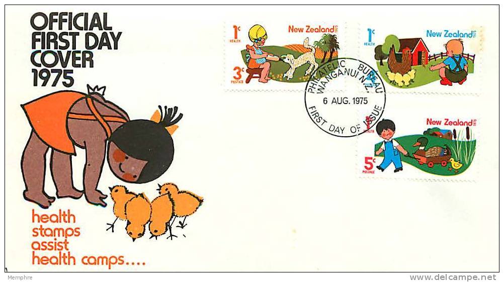 1975  Health Issue  Children And Pets: Sheep, Chicken, Duck - FDC