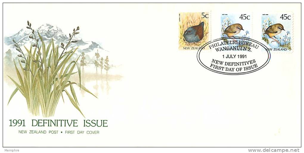 1991  Bird Definitives: Crake, Wren (regular And Self-adhesive) Unaddressed FDC - FDC