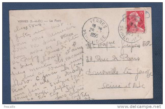 91 ESSONNE - CP YERRES - LA POSTE - CIM - CIRCULEE EN 1955 - Yerres