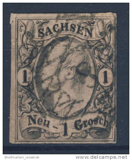 Sachsen Michel No. 9 Gestempelt Used / Nummerngitterstempel 8 - Saxe