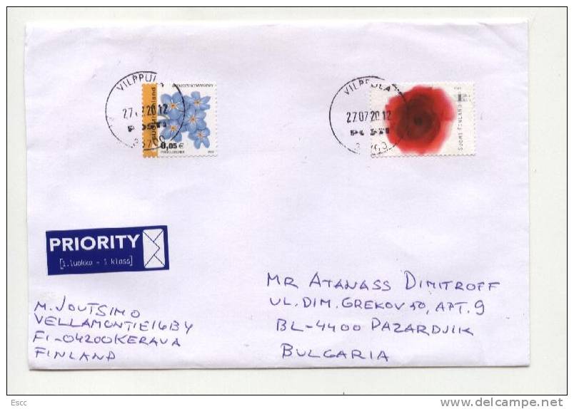 Mailed Cover (letter) With Stamps Flovers From Finland To Bulgaria - Covers & Documents