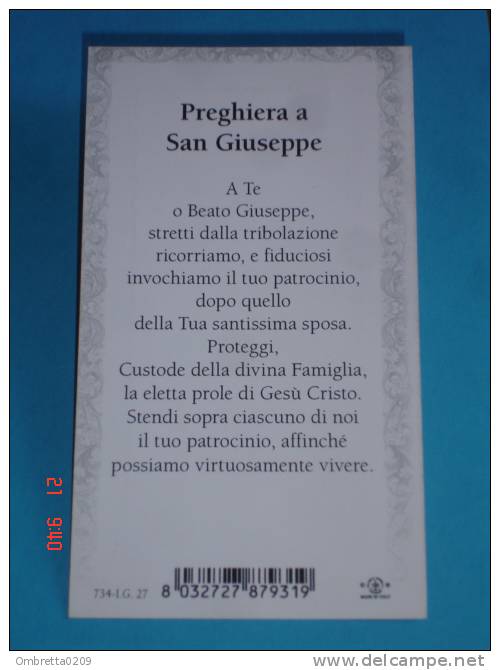 N° 27 - S.GIUSEPPE Falegname - Santino Cornice ORO - F.lli Bonella -  FB - Serie 734-I.G. - Images Religieuses