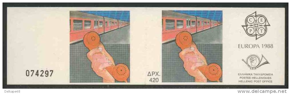 Greece Grece Hellas 1988 MH 8 (Mi 1685 C-1686 C) ** Booklet : Modern Express And Commuter Trains - Europa Cept - Postzegelboekjes