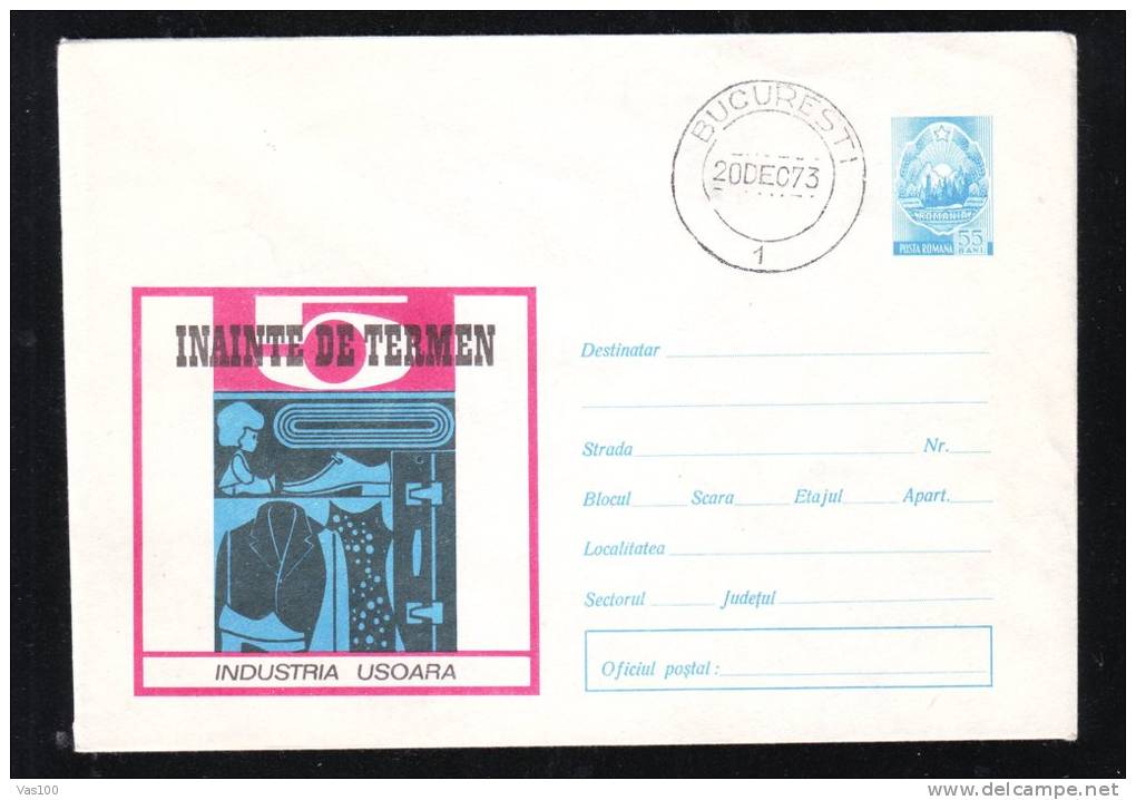 GARMENT FACTORY,1973,COVER STATIONERY,ENTIER POSTAL,VERY RARE POSTAL,ROMANIA - Autres & Non Classés