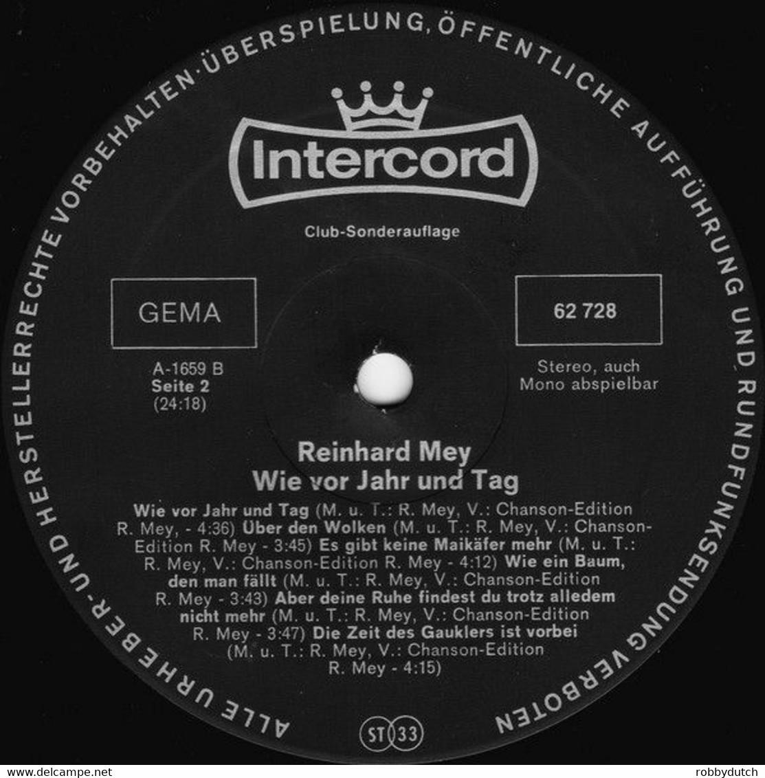 * LP *  REINHARD MEY - WIE VOR JAHR UND TAG (Club-Sonderauflage 1974 EX-!!!) - Other - German Music