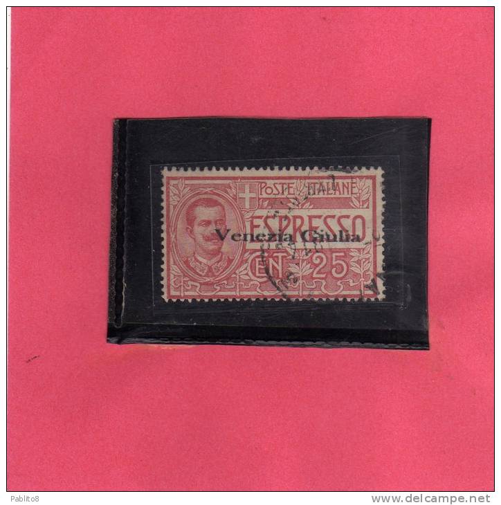 OCCUPAZIONI ITALIANE VENEZIA GIULIA 1919 ITALY OVERPRINTED SOPRASTAMPATO DIVERSO ESPRESSO 25 CENTESIMI USED - Venezia Giulia