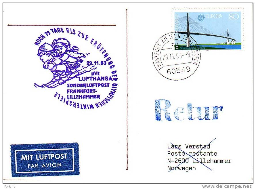 Lillehammer 1994 Winter Olympiade,Flight,Flucht,Volo,75 Days To The Olympics - Inverno1994: Lillehammer