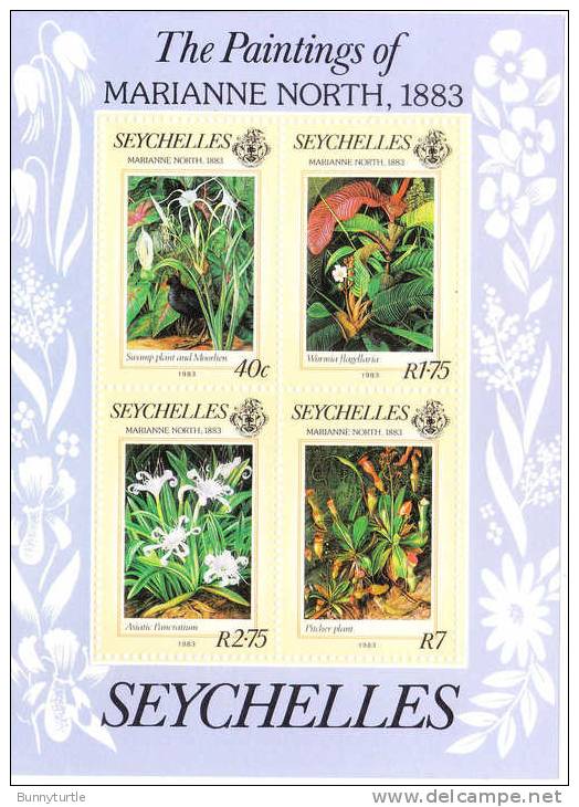 Seychelles 1983 Paintings Marianne North Plants S/S MNH - Seychellen (1976-...)
