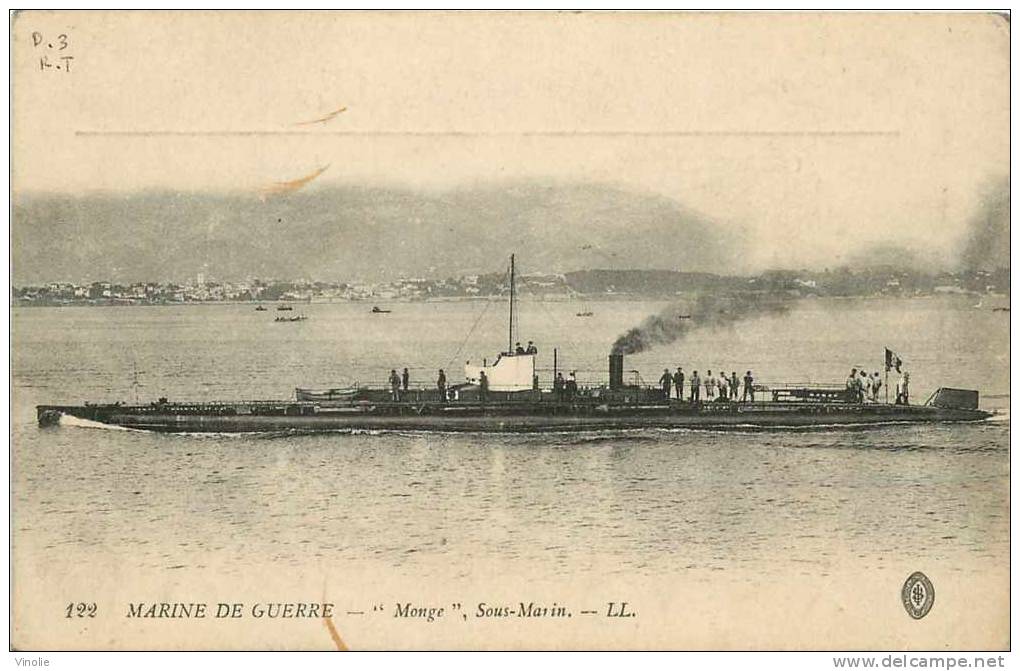 : Réf : L-12-1095 :  Marine De Guerre Le Sous-marin Monge - Sottomarini