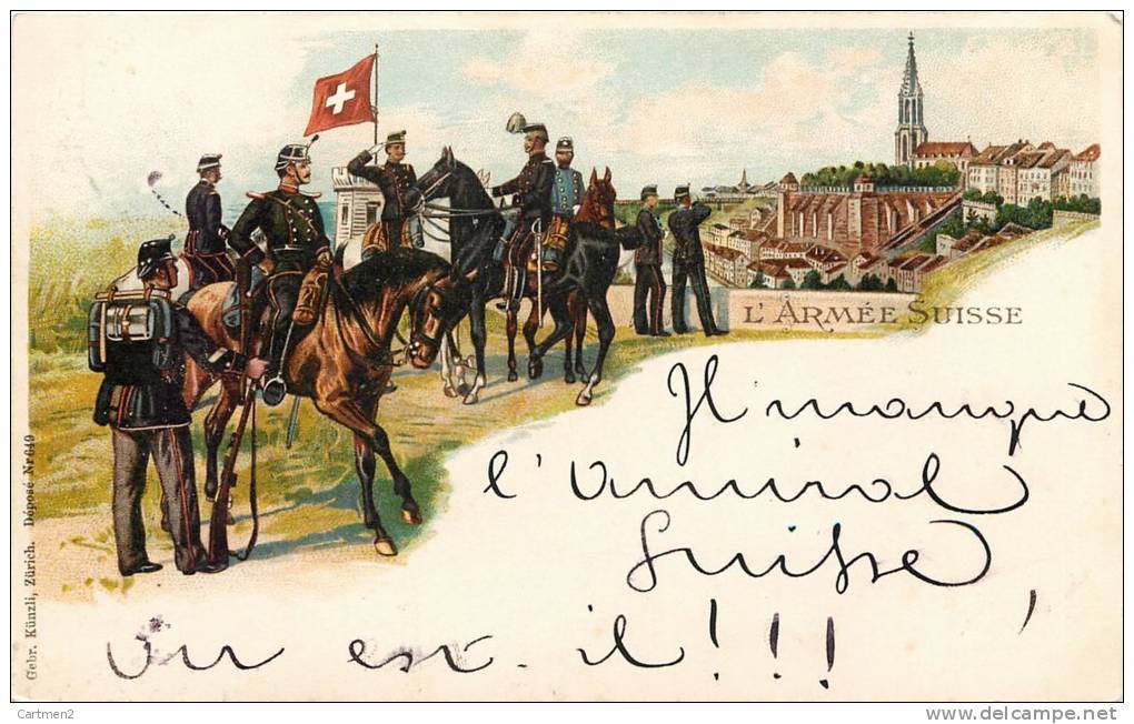BELLE CPA 1899 : L'ARMEE SUISSE CAVALIER SOLDAT MILITAIRE GRUSS - Weltkrieg 1914-18